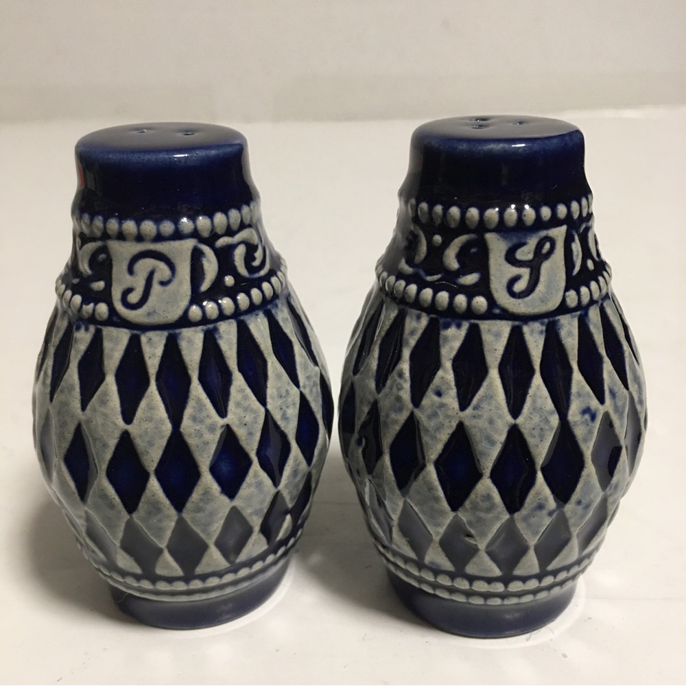VTG Gerz Salt & Pepper Shakers Cobalt blue & gray Made in Germany EUC